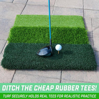 Golf Hitting Mat 3-in-1 Folding Practice Mat with Triple Turf for Driving and Chipping