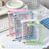 Laser Star PVC Zipper Binder for A5/A6/A7/M5 Planners and Collectibles