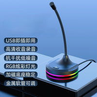 RGB USB Microphone with 3-Port Hub for Gaming and Live Streaming