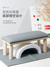Japanese Style Manicure Hand Rest Cushion Set with Solid Wood Stand for Nail Salons