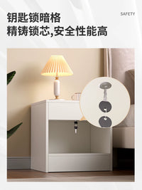 Modern Minimalist Nightstand with Hidden Storage and Key Lock