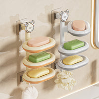 No-Drill Wall-Mounted Multi-Layer Swivel Soap Dish with Drainage for Bathroom