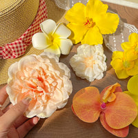 Flower Hair Clips for Women, Side Bangs Duckbill Clips, Cute Plumeria Hair Accessories for Travel & Beach