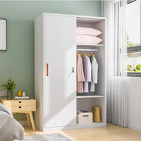 Modern Minimalist Steel Wardrobe with Sliding Doors for Home Bedroom Storage