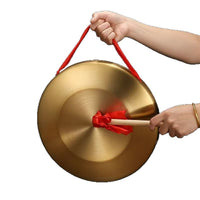 Traditional Chinese Gong with Mallet for Performances, Flood Warning, and Ceremonial Use - High-Pitched Percussion Instrument