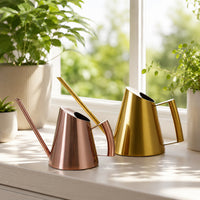 Vintage Stainless Steel Watering Can for Indoor Plants, Small Tapered Design