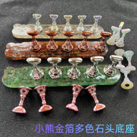 Magnetic Nail Tip Display Stand with Bear Gold Foil Stone Base and Chess Piece Holders