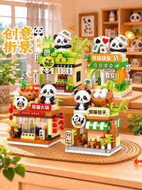 Panda Building Block Miniature House DIY Assembly Model Kit for Kids