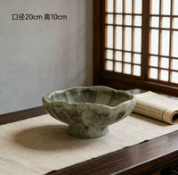 Vintage Ripple Ceramic Planter for Hydroponics & Moss Balls, Hotel Tea Tray Decor