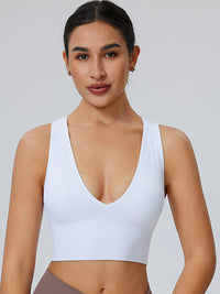 High Support Deep V Sports Bra for Women with Removable Pads, Shockproof, Gathered Fit for Gym, Yoga, Running