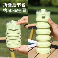 Portable Collapsible Silicone Water Bottle with Flip Lid for Outdoor Cycling Hiking