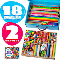 3000+ Pcs Craft Supplies Kit for Kids, Deluxe Art Set with Pom Poms and Pipe Cleaners, Giant Craft Box