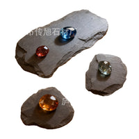 Natural Stone Jewelry Display Tray for Rings and Earrings, Irregular Shape Photography Prop