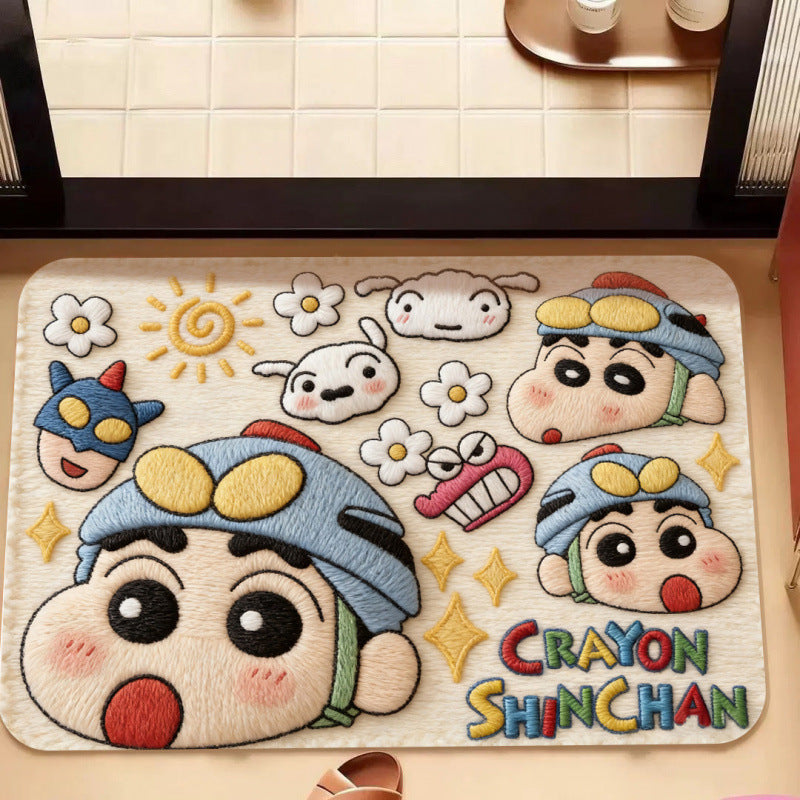 Diatomaceous Earth Cartoon Dog Bath Mat Super Absorbent Non-Slip Quick Dry Soft Bathroom Rug