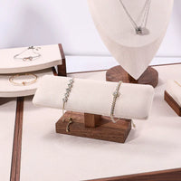 Walnut Wood Jewelry Display Stand for Necklaces, Rings, Bracelets, and Earrings