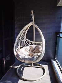 Quality Single Rattan Wicker Swing Chair for Balcony Indoor Outdoor Patio Leisure Rocking Basket