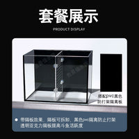 Detachable Divider Dual Compartment Ultra-Clear Glass Betta Fish Tank with Black Background