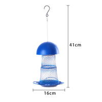 Hanging Metal Bird Feeder with Mushroom Top for Garden and Yard