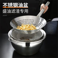Stainless Steel Commercial Kitchen Oil Storage Container with Lid and Strainer Set
