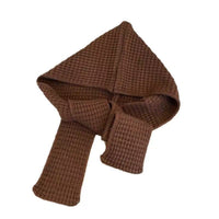 Women's Winter Knit Poncho Scarf Hat Set with Wide Brim