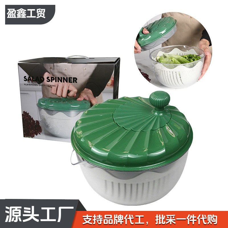 果蔬甩水器家用厨房小工具手动三合一沙拉切菜盆多功能蔬菜脱水器