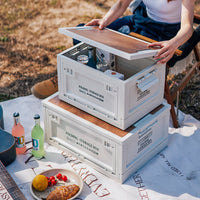 Outdoor Camping Storage Box Car Trunk Home Multi-functional Organizer Side-Opening Camping Wooden Lid Foldable Container