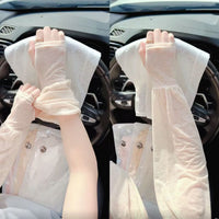 Lace Sun Protection Arm Sleeves for Women, Thin High-Elastic Breathable Ice Silk Cooling Sleeves