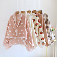 Wearable Flannel Fleece Blanket Shawl for Office and Napping