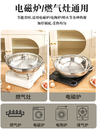 Thickened Stainless Steel Hot Pot with Lid, Induction Cooker Compatible, Non-Stick Soup Pot for Home and Commercial Use