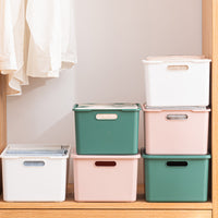 Household Clothes Storage Box with Lid, Divided Organizer for Underwear and Pants, Plastic