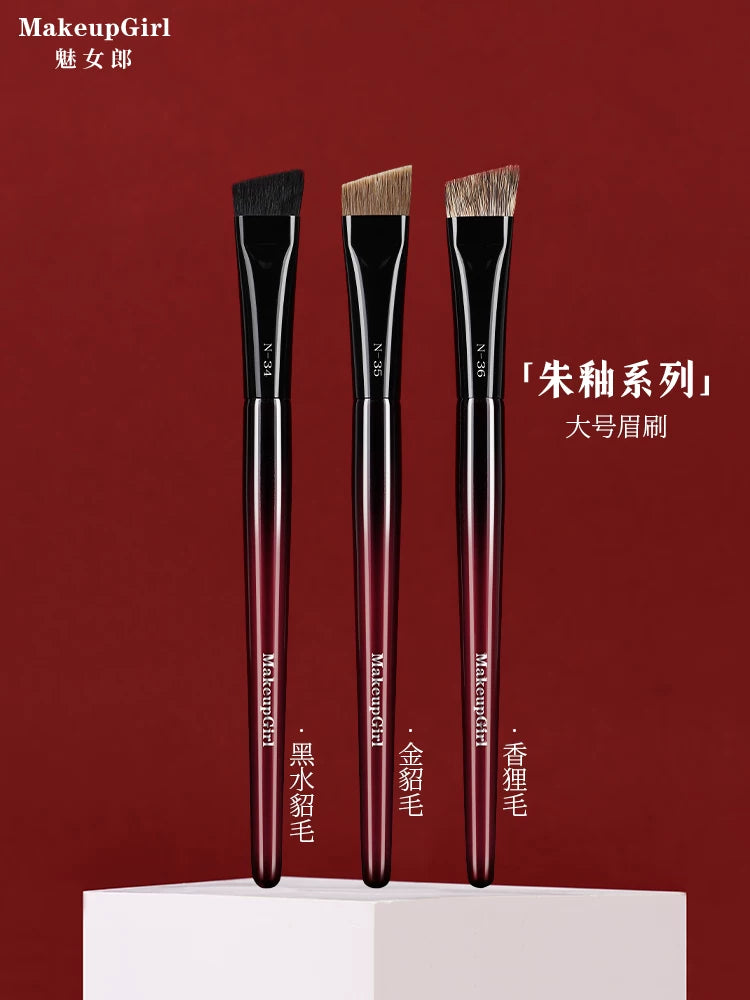 Meinvlang Professional Eyebrow Brush for Wild Brows - Flat Head Animal Hair Makeup Brush