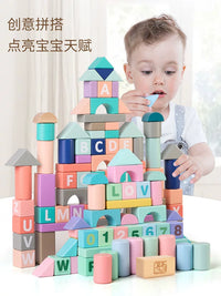 Wooden Building Blocks Set for Toddlers, Large Particle Construction Educational Toy with Puzzle and Music Options