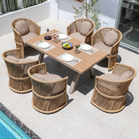 Outdoor Patio Dining Set Aluminum Alloy Rattan Woven Waterproof Sunscreen Garden Furniture
