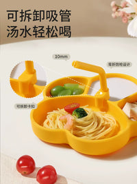 Baby Suction Plate Divided Silicone Feeding Bowl Set for Infants Learning to Eat, Anti-Drop Children's Tableware