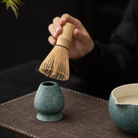 Japanese Style Matcha Whisk Holder and Bowl Set - Speckled Glaze Ceramic