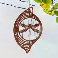 Rusty Metal Dragonfly Weathervane for Outdoor Garden Decor