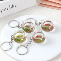 Miniature Fish Tank Keychain Ornament with Artificial Sand and Koi Fish