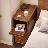 Solid Wood Narrow Nightstand for Bedroom, Small Bedside Table with Storage, Ultra-Thin Gap Cabinet