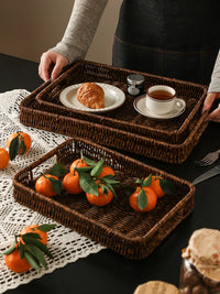 Handwoven Imitation Rattan Fruit Basket for Snacks and Bread