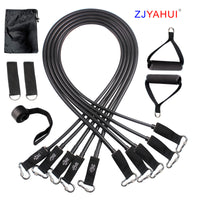Resistance Band Set with Handles, Door Anchor, Ankle Straps - 11 Piece Home Gym Workout Kit