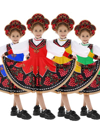 Halloween Kids Russian Folk Costume for Girls - Festival Party Stage Performance Outfit