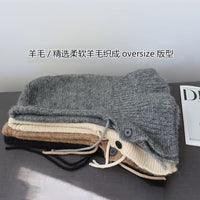 Women's Knitted Balaclava Hat Scarf Set Winter Warm Ear Protection Hooded Beanie