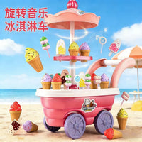 Kids Ice Cream & Candy Cart Toy Set with Music and Lights