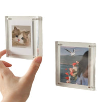 Acrylic Magnetic Photo Frame for Refrigerator, Double-Sided Mini Picture Holder