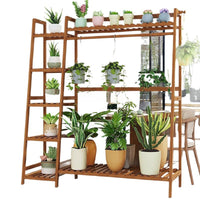 Space-Saving Bamboo Plant Stand for Balcony Patio and Indoor Use, Multi-Tiered Corner Shelf