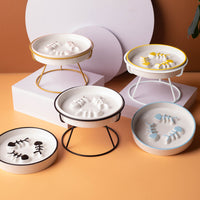 Ceramic Slow Feeder Pet Bowl with Elevated Stand for Cats and Small Dogs, Anti-Choke, Spine Protection, Anti-Acne