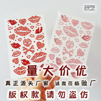 Valentine's Day Heart Lip & Diamond Face Stickers for Festive Makeup