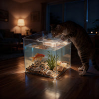 Square Transparent Glass Fish Tank for Office and Home Decor, Micro Landscape Goldfish and Turtle Aquarium