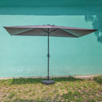 Rectangular Outdoor Patio Umbrella Sunshade with Crank Lift, UV Protection, Water-Resistant