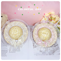 Pet Sun Hat for Cats and Small Dogs - Lace Straw Hat Headwear